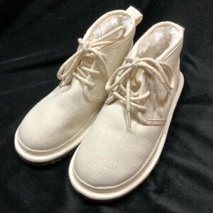 NWOT UGG Neumel Natural Canvas Ankle Chukka Lace Up Boots